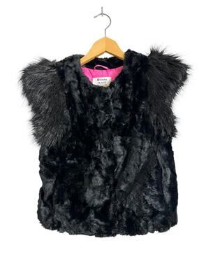 Skaist Taylor Faux Fur Vest Womens XS Black Feather Trim Neiman Marcus Target